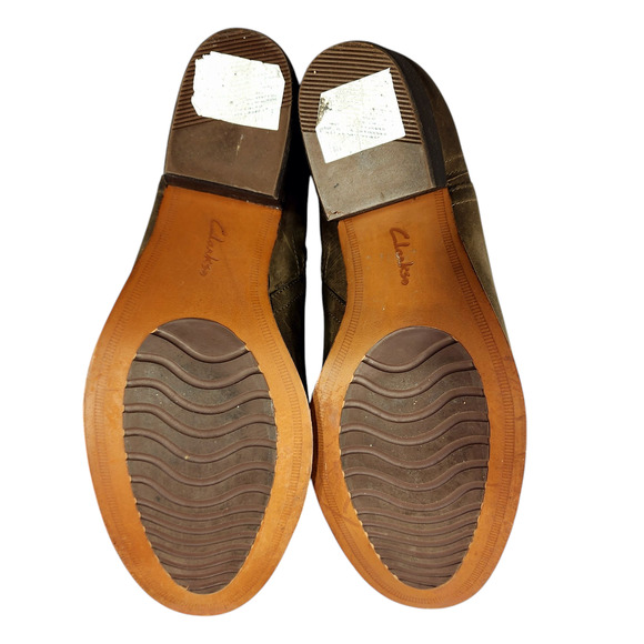 Clarks Ankle Boot Booties sz 9.5 M Women Maypearl Ramie Brown Leather 2" Western - Picture 9 of 12